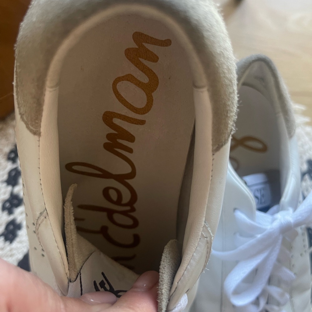 Sam Edelman Aubre Sneakers White LeatherTan Suede Flats, with box - Picture 5 of 8
